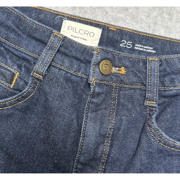 Anthropologie Pilcro Bermuda Dark Blue Long Denim Jean Shorts Woman's Size 25 - Picture 3 of 7